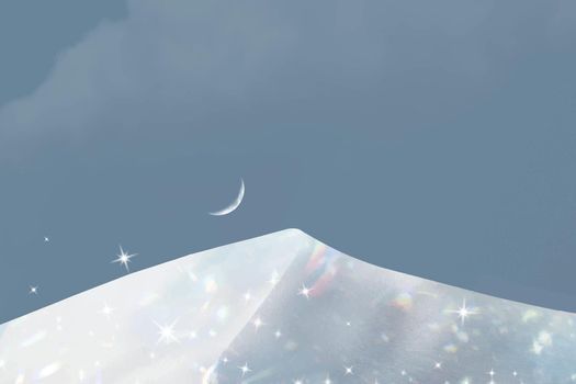 Snowy mountain background vector, aesthetic holographic design