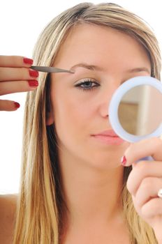 woman isolated eye brow beauty treatment
