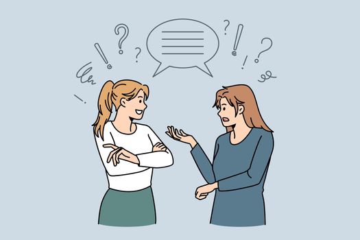 Multicultural women talk have communication problem