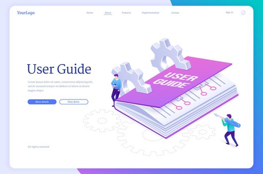 User guide isometric landing page, manual book