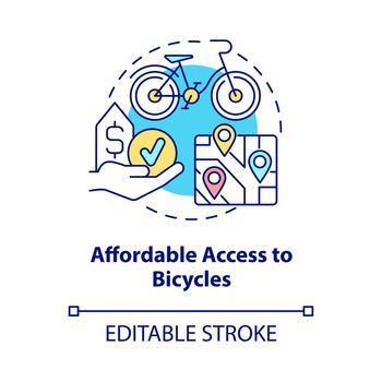 Affordable access to bicycles concept icon