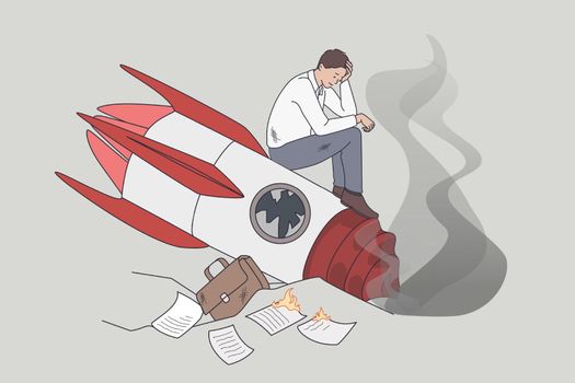 Failed and crashed business rocket startup