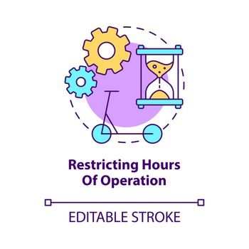 Restricting hours of operation concept icon