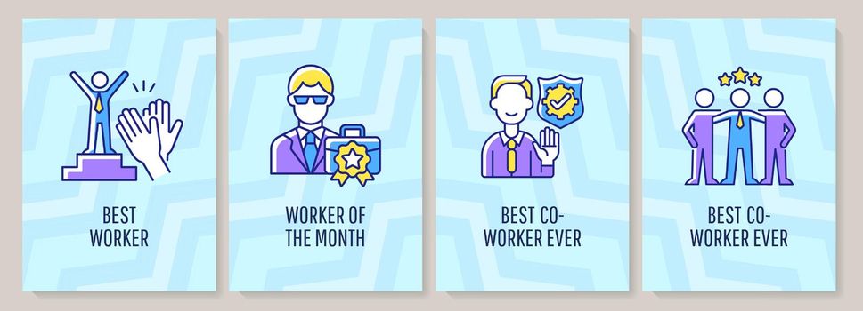 Workers appreciation day celebration greeting card with color icon element set. Postcard vector design. Decorative flyer with creative illustration. Notecard with congratulatory message
