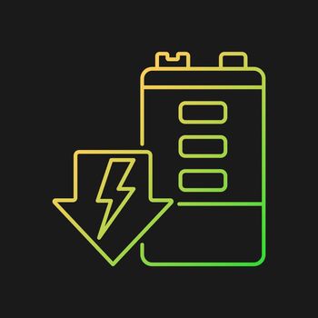 Battery discharging gradient vector icon for dark theme