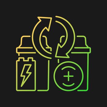 Battery water contamination threat gradient vector icon for dark theme