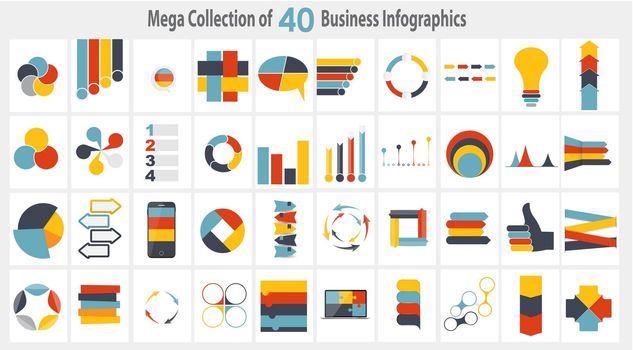 Collection of 40 Infographic Templates for Business Vector Illustration
