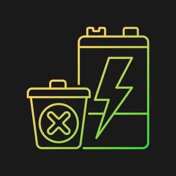 No battery disposal gradient vector icon for dark theme