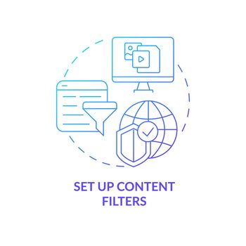 Content filters online safety blue gradient concept icon