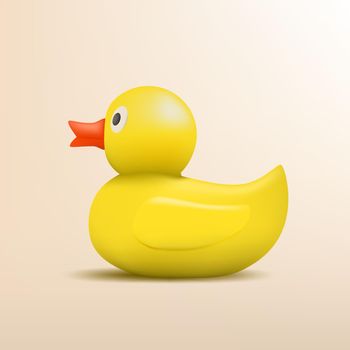 3D Rubber Yellow Bath Duck On Pastel Background