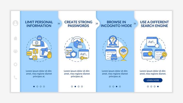 Protecting privacy online onboarding vector template