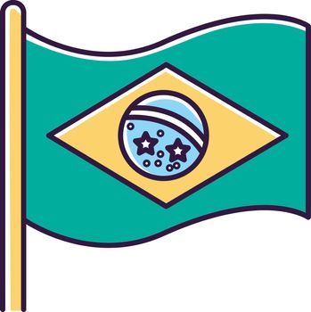 Flag of brazil green RGB color icon. State symbol. Constellation over Rio de Janeiro. South american country independence. Isolated vector illustration