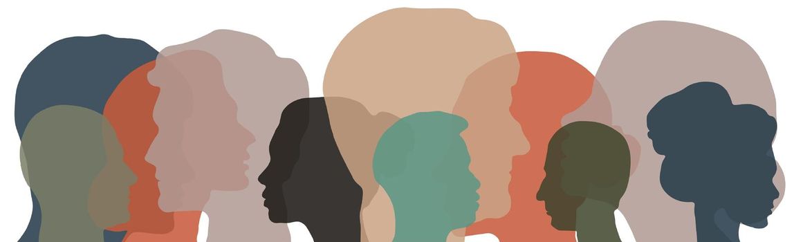 Colored outlines silhouettes of men and women - Vector