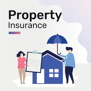 Property insurance template vector for social media post