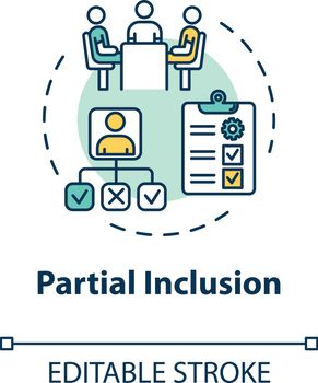 Partial inclusion concept icon. Mainstreaming teaching. Special studying program. Inclusive education idea thin line illustration. Vector isolated outline RGB color drawing. Editable stroke