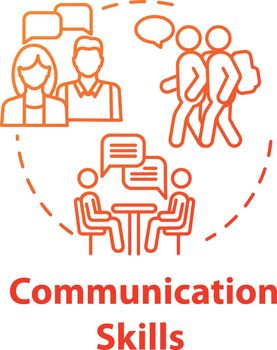 Communication skills concept icon. Coaching and support. Inclusive education community. Socialization ability idea thin line illustration. Vector isolated outline RGB color drawing. Editable stroke
