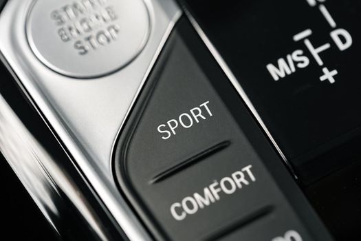 Luxury car gear shifter knob close up