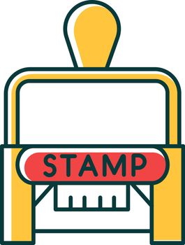 Stamp RGB color icon. Apostille and legalization. Legal paper. Notarization. Authentification. Validation, confirmation. Notary services. Isolated vector illustration