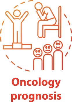 Oncology prognosis concept icon. Fight with cancer. Estimate of recovery from disease. Victory and defeat idea thin line illustration. Vector isolated outline RGB color drawing