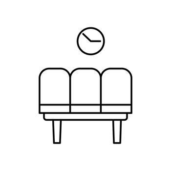 waiting room, time and date, seats line icon. elements of airport, travel illustration icons. signs, symbols can be used for web, logo, mobile app, UI, UX