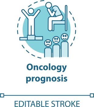 Oncology prognosis concept icon. Fight with cancer. Estimate of recovery from disease. Victory and defeat idea thin line illustration. Vector isolated outline RGB color drawing. Editable stroke