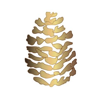 The fir-tree cone is golden. Vector illustration isolated on a white background. For Print and Web Pages