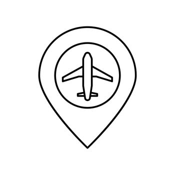 airport, map placeholder, location line icon. elements of airport, travel illustration icons. signs, symbols can be used for web, logo, mobile app, UI, UX