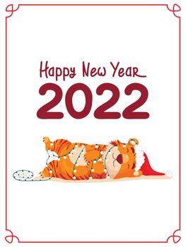 new year card of happy new year of the tiger 2022.
