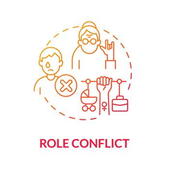 Social role conflict red gradient concept icon
