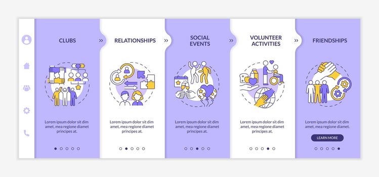 Social participation example onboarding vector template