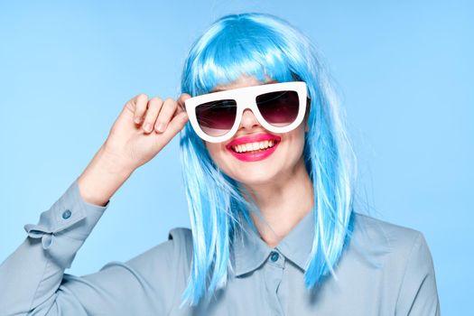 fashionable woman cultural wig sunglasses posing model