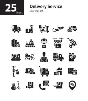 Delivery Service solid icon set.