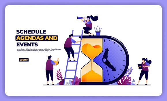 illustration design of schedule agenda and effect. managing working and holiday. designed for landing page, banner, website, web, poster, mobile apps, homepage, social media, flyer, brochure, ui ux