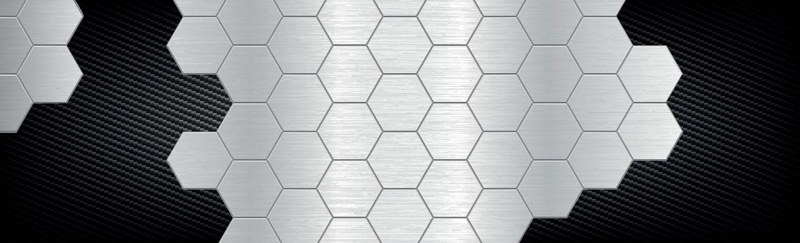 Abstract background hexagons from metal and carbon fiber - Vector
