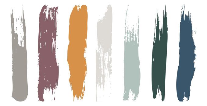 Various strokes of color paint on white background - Vector