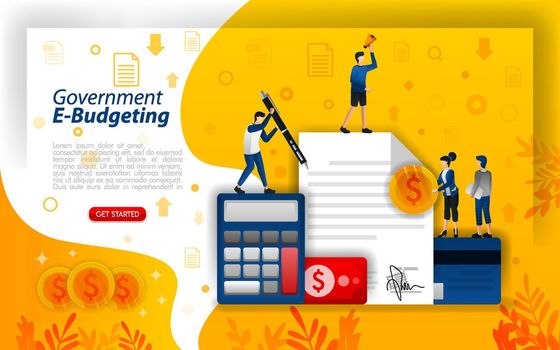 online financial planning, digital budgeting, online government budgeting, e-budgeting technology, concept vector ilustration. can use for, landing page, template, ui, web, mobile app, poster, banner