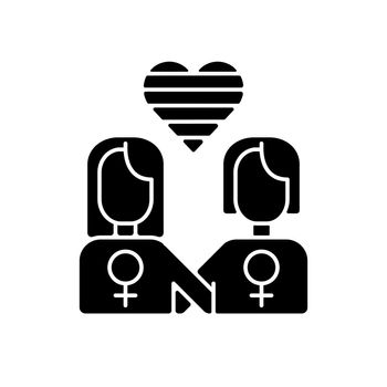 Lesbian relationship logo black glyph icon