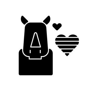 Pride rhinoceros black glyph icon