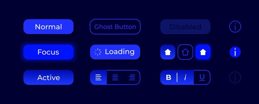 Glowing buttons UI elements kit