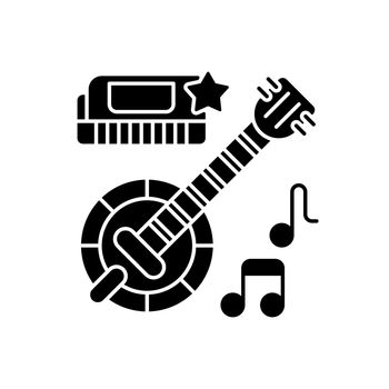 Folk music black glyph icon