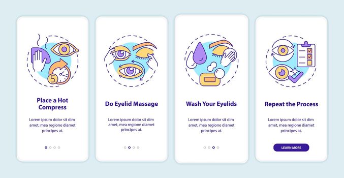 Cleansing around eyes onboarding mobile app page screen