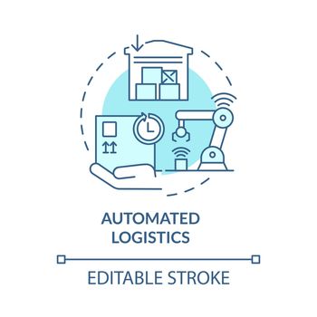 Automated logistics blue concept icon