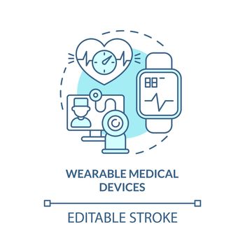 Wearable medical devices blue concept icon