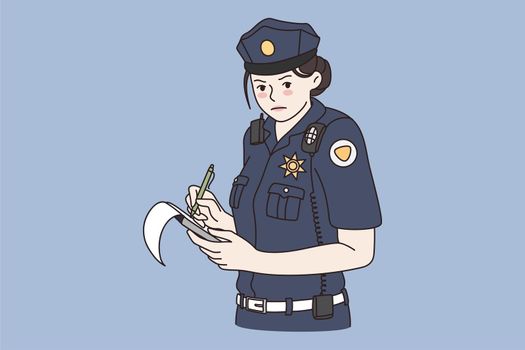 Working as policewoman and detective concept