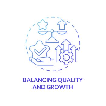 Balancing quality and growth business concept icon