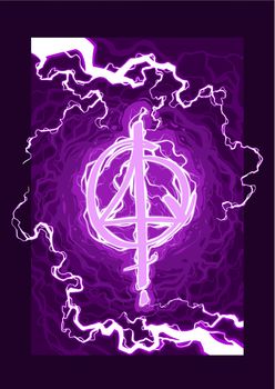 Cartoon magic spell violet lightning symbol