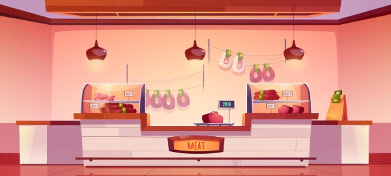Meat shop, butchery store with farm production