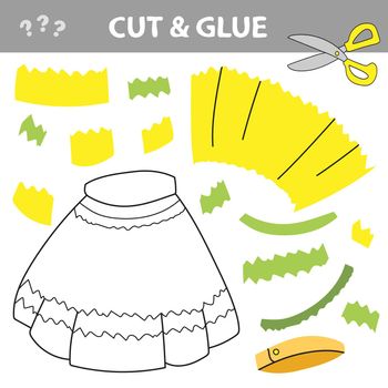 Cut and glue - Simple game for kids. Education paper game for children, Yellow Skirt. Use scissors and glue to create the image.