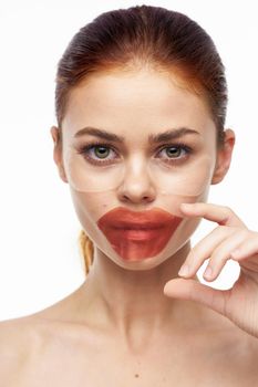pretty woman naked shoulders lip mask skin care