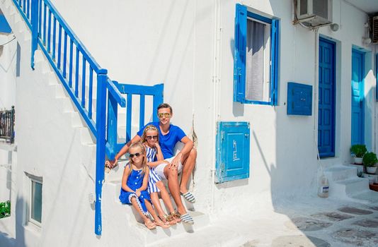 Family having fun outdoors on Mykonos island
